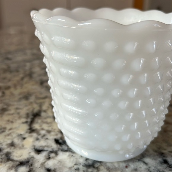Vintage Fire King Hobnail Milk Glass Planter - Picture 3 of 6